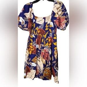 Cupio Blue and Brown Smocked Dress